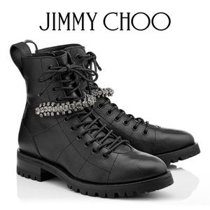 NWT Jimmy Choo Cruz Crystal Embellished Combat Boot